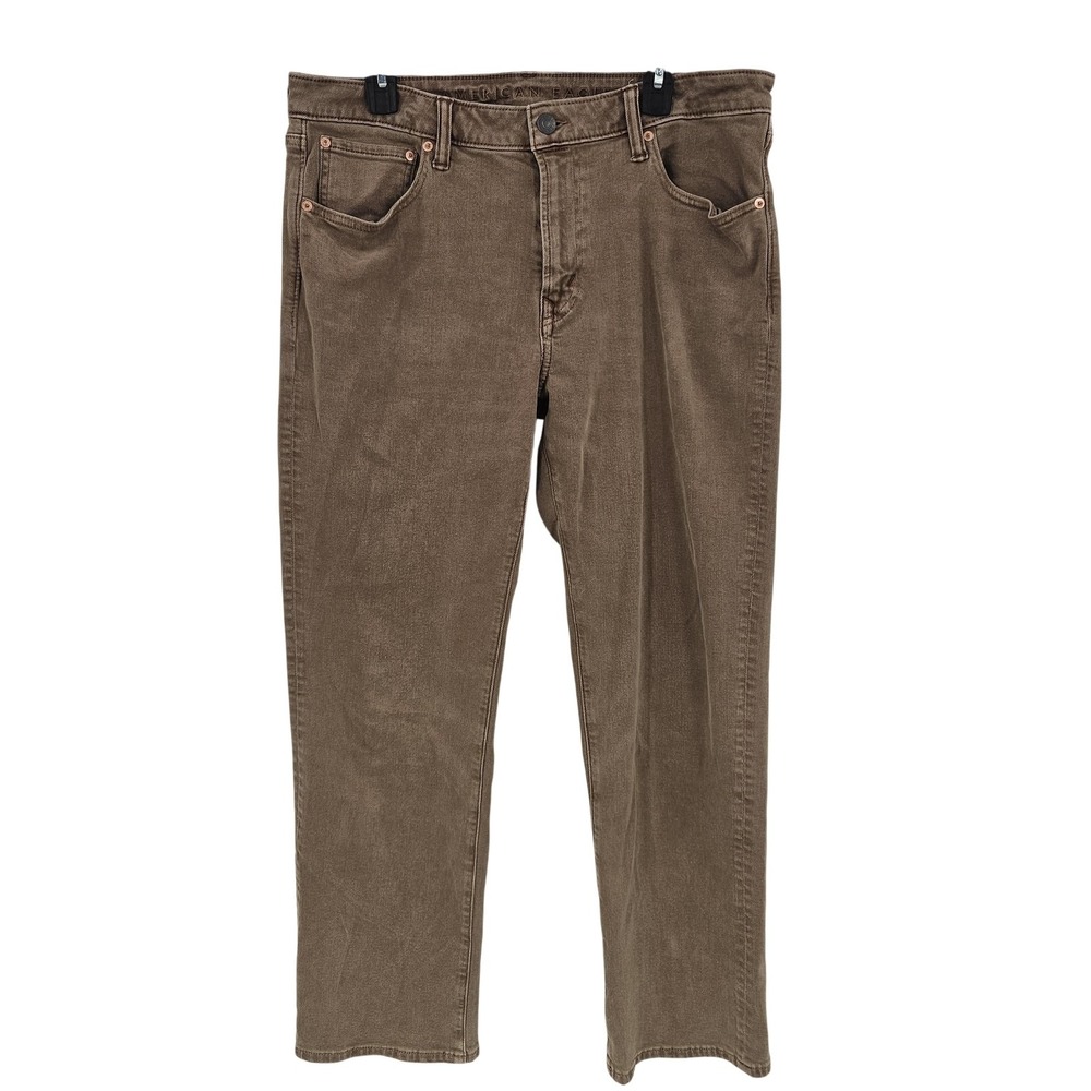 American Eagle Jeans Mens 34x34 Brown Relaxed Straight‎ Stretch Denim Pants